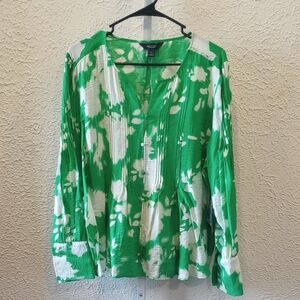 Simply Vera Vera Wang Green and White Blouse, Nwt Size Xl